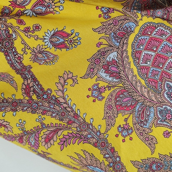 J. Crew Top Size XXL Yellow Floral Print Short Sleeve Tie Front Cotton - Picture 3 of 5